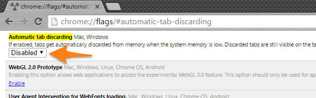 Chrome Automatic Tab Discarding