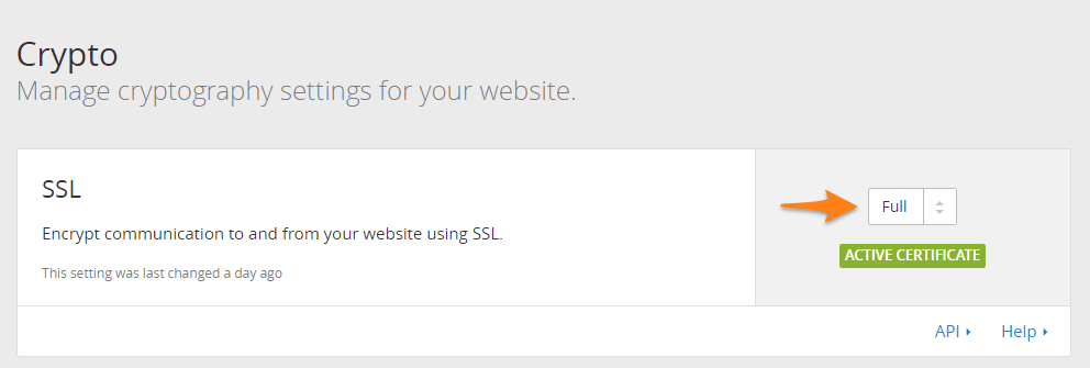 CloudFlare Crypto SSL-Full